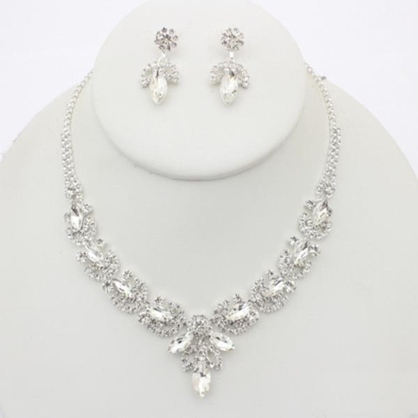 RHINESTONE NECKLACE EARRING SET