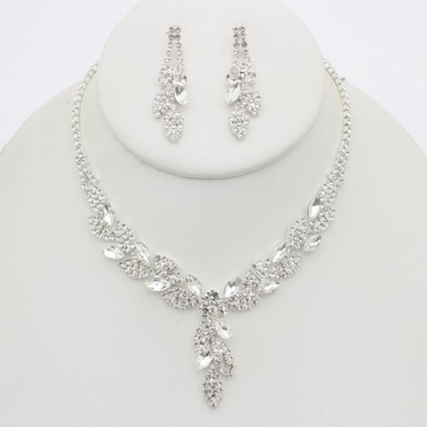 RHINESTONE NECKLACE EARRING SET