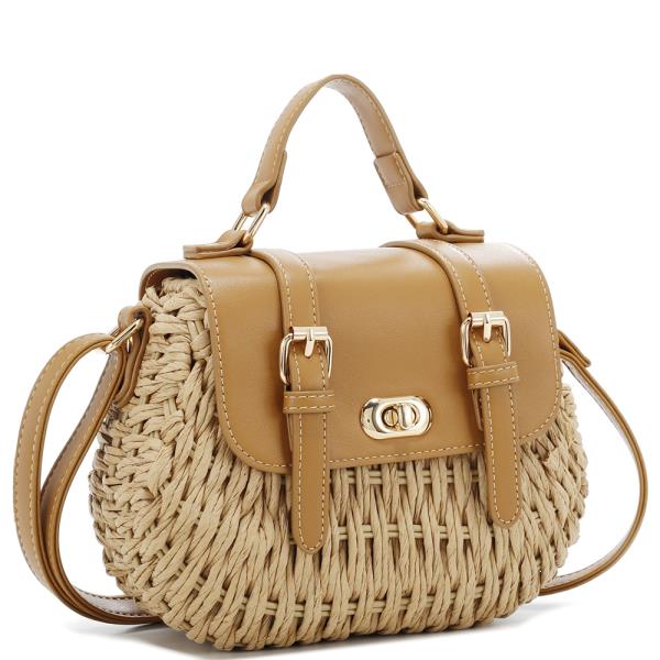 CHIC TWIST LOCK BUCKLE HANDLE SATCHEL BAG