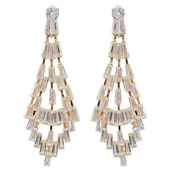 CUBIC ZIRCONIA CHANDELIER POST EARRING (12 UNITS)