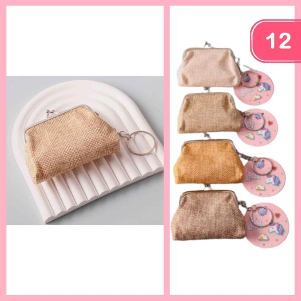 LINEN COIN POUCH KEYCHAIN (12 UNITS)