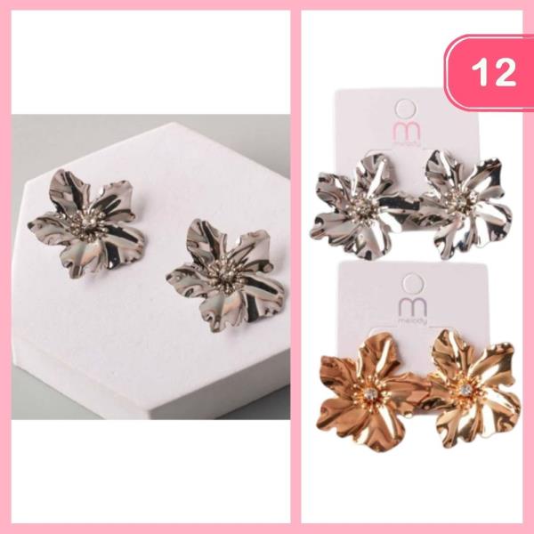 SCULPTED HIBISCUS POST EARRING (12 UNITS)