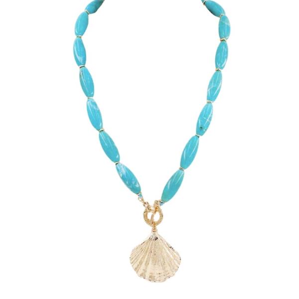 BEAD SHELL PENDANT NECKLACE