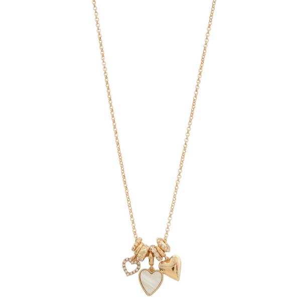 HEART MULTI CHARM METAL NECKLACE