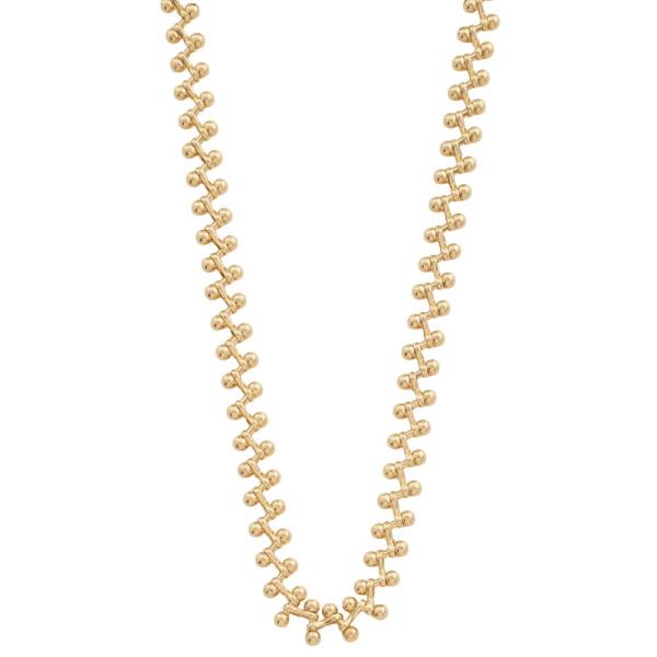 ZIGZAG SHAPE BALL CHAIN NECKLACE
