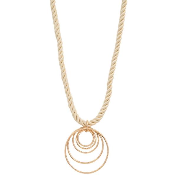 ROPE CORD LAYERED CIRCLE PENDANT NECKLACE
