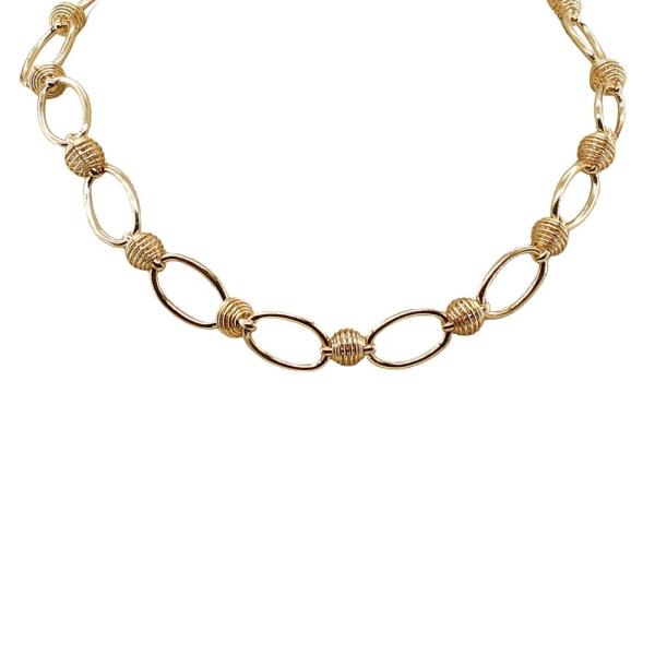 OVAL LINK CHAIN COIL WRAPPED NECKLACE