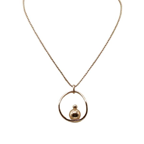 BOX CHAIN ORGANIC SHAPE PENDANT NECKLACE