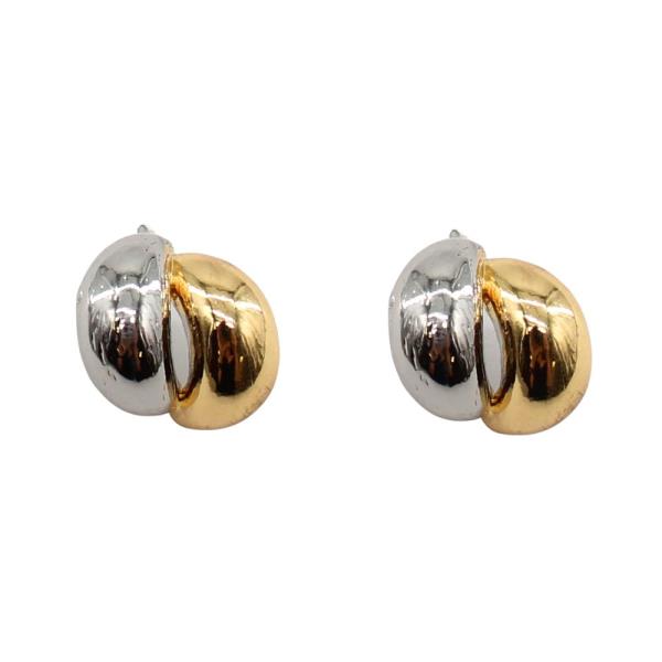 TWO TONE ROUND METAL EARRING