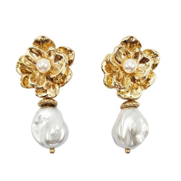 FLOWER PEARL BEAD EARRING