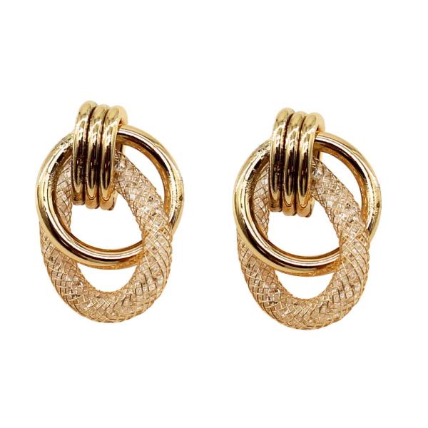 DOUBLE HOOP LINK CLEAR BEAD EARRING