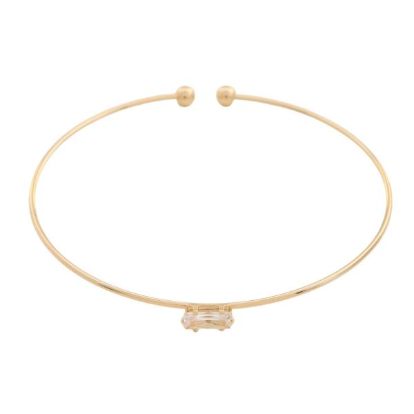 CRYSTAL DAINTY METAL CUFF BRACELET