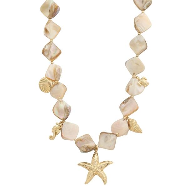 STARFISH MULTI SEA LIFE CHARM BEADED NECKLACE