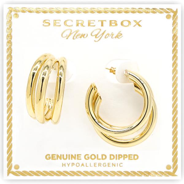TRIPLE HOOP GOLD DIPPED EARRING