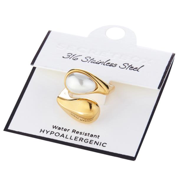STAINLESS STEEL PEARL OPEN RING