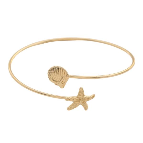 SDJ STARFISH SEASHELL METAL ARM CUFF BRACELET