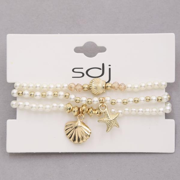SDJ SEALIFE CHARM PEARL BEAD BRACELET SET