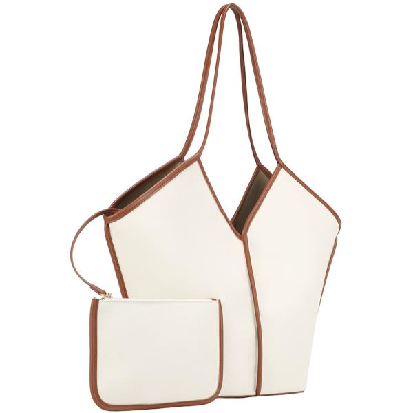 2IN1 PLAIN SHOULDER TOTE BAG