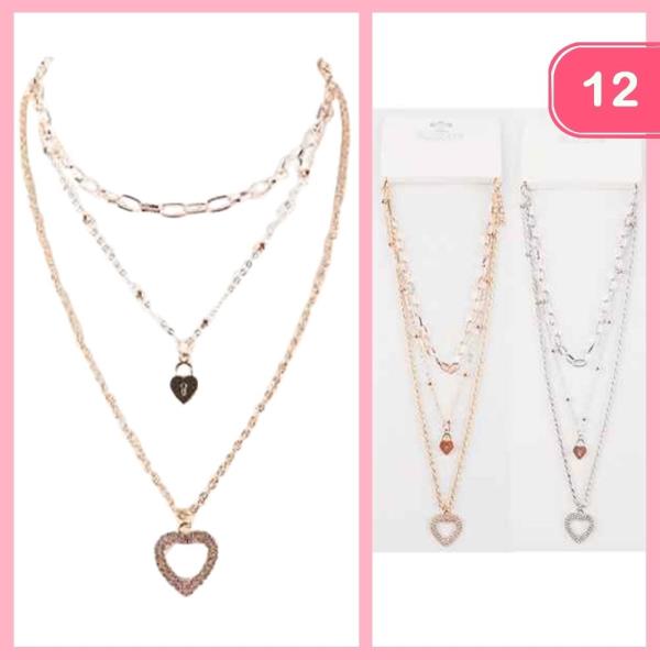 LAYERED HEART NECKLACE (12 UNITS)