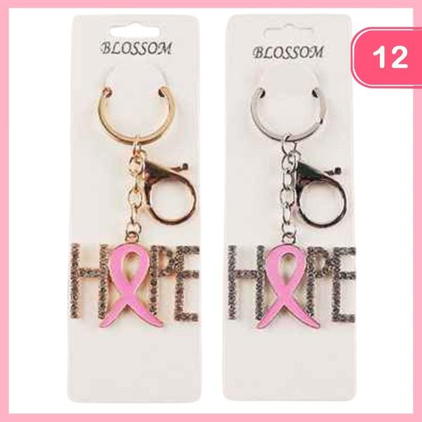 HOPE BREAST CANCER AWARENESS KEYCHAIN (12 UNITS)