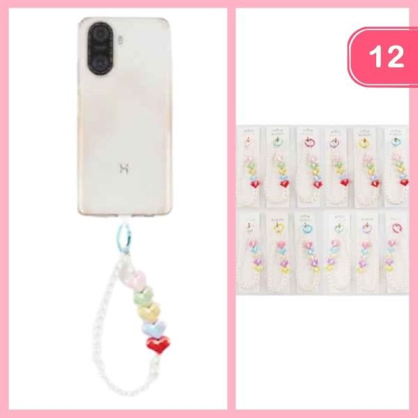 CUTE BEADED HEART PHONE HOLDER (12 UNITS)