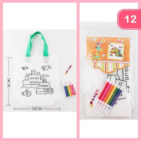 BOAT SEA DIY COLORING BAG CRAFT FOR KIDS (12 UNITS)