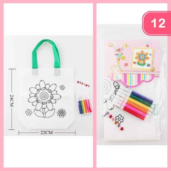 FLOWER DIY COLORING BAG CRAFT FOR KIDS (12 UNITS)