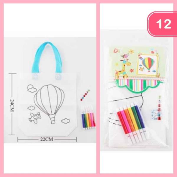 PLANE HOT AIR BALLOON DIY COLORING BAG CRAFT FOR KIDS (12 UNITS)
