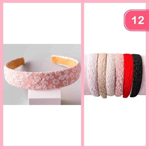 FLORAL LACE WRAPPED HEADBAND (12 UNITS)