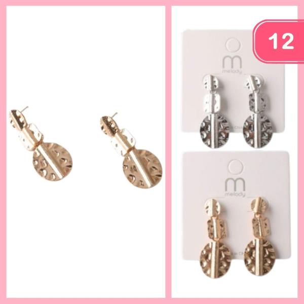 HAMMERED GEOMETRIC DROP EARRING (12 UNITS)