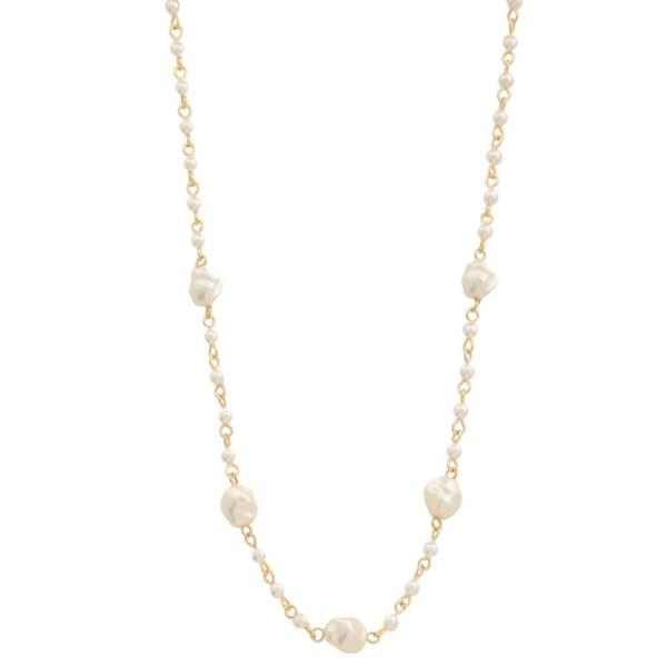 SODAJO PEARL BEAD STATION GOLD DIPPED NECKLACE