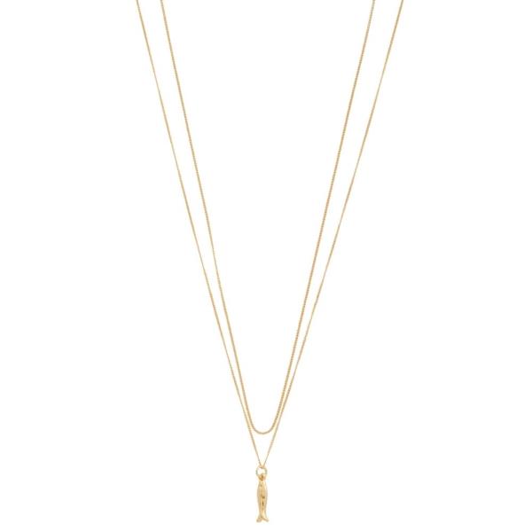 SODAJO DAINTY FISH CHARM METAL LAYERED GOLD DIPPED NECKLACE