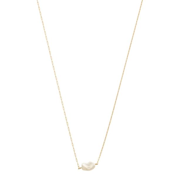 SODAJO PEARL BEAD METAL GOLD DIPPED NECKLACE
