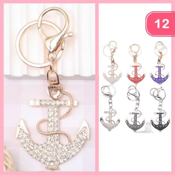 RHINESTONE ANCHOR KEYCHAIN (12 UNITS)