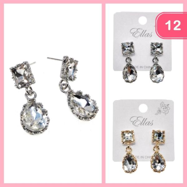 RHINESTONE POST EARRING (12 UNITS)