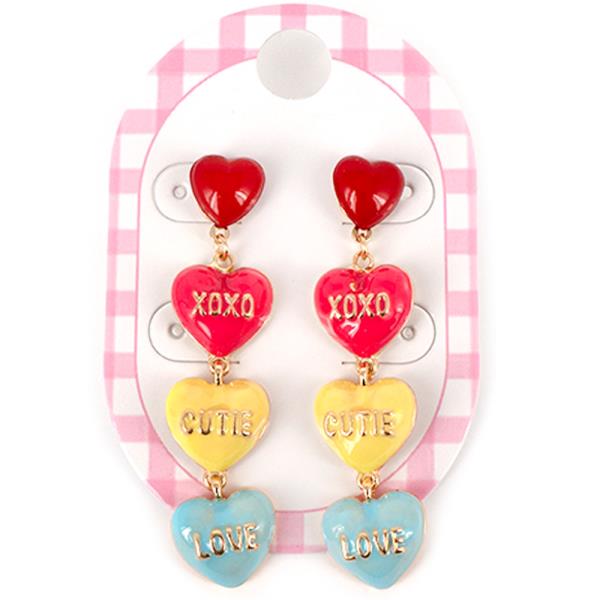 VALENTINES DAY HEART MESSAGE DANGLE  EARRINGS