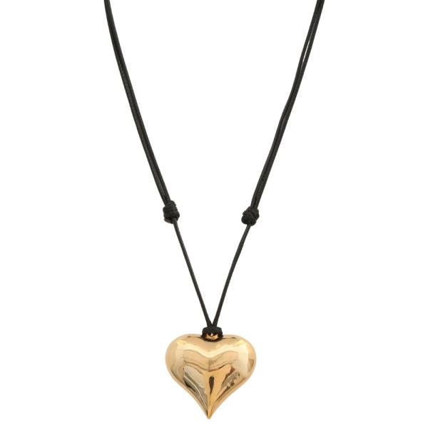 SODAJO PUFFY HEART PENDANT CORD NECKLACE