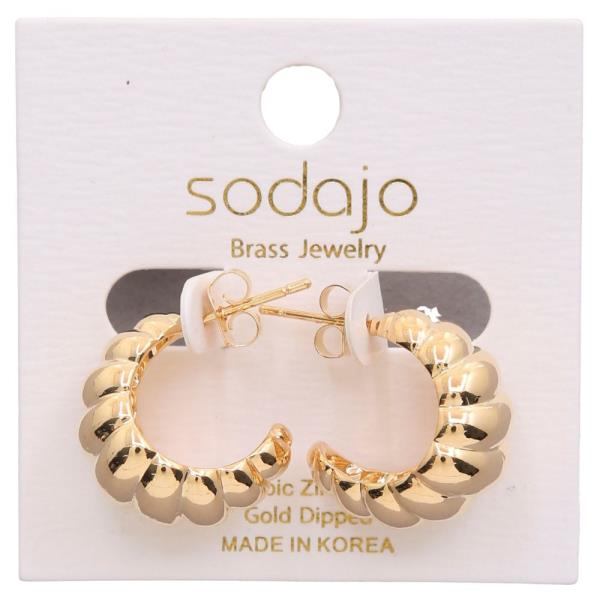 SODAJO TEXTURED OPEN HOOP GOLD DIPPED EARRING