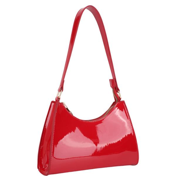 ENAMEL CURVED SHOULDER BAG