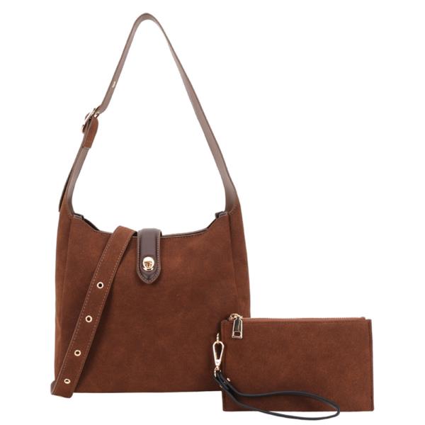 SOFT STRUCTURED HOBO SHOULDER BAG WITH MINI POUCH SET