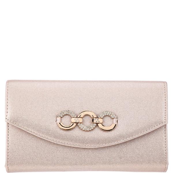 RHINESTONE LINK ACCENT FLAP EVENING CLUTCH BAG