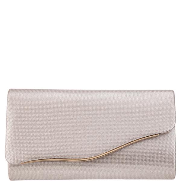 CURVED METAL BAR FLAP EVENING CLUTCH BAG