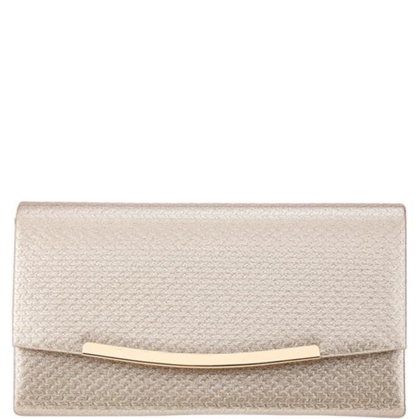 TEXTURED PANEL SLIM METAL BAR EVENING CLUTCH BAG