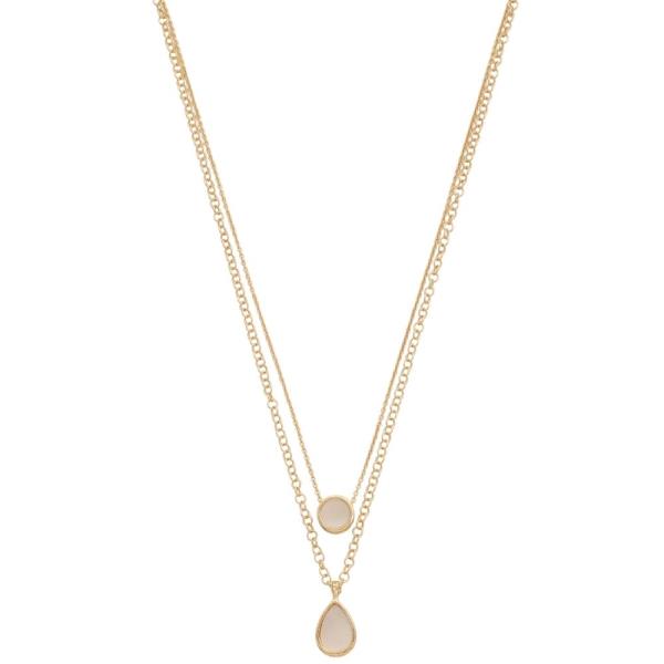 ROUND TEARDROP CHARM LAYERED NECKLACE