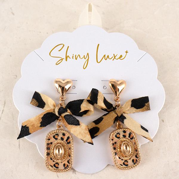 LEOPARD RIBBON COWBOY HAT DANGLE EARRING