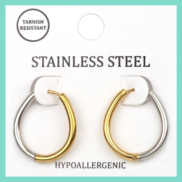 METAL STAINLESS STEEL HOOP HUGGIE EARRING