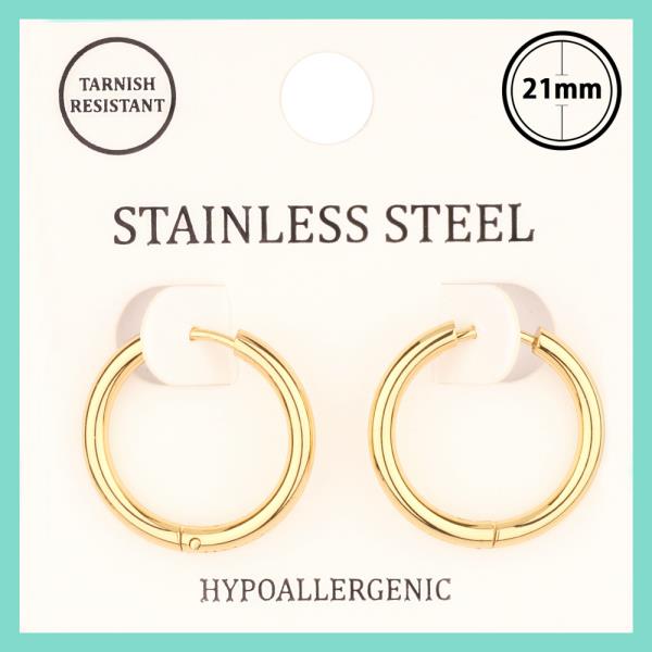 METAL STAINLESS HOOP HUGGIE EARRING