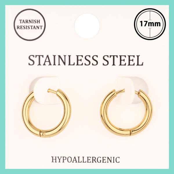 METAL STAINLESS STEEL HOOP HUGGIE EARRING