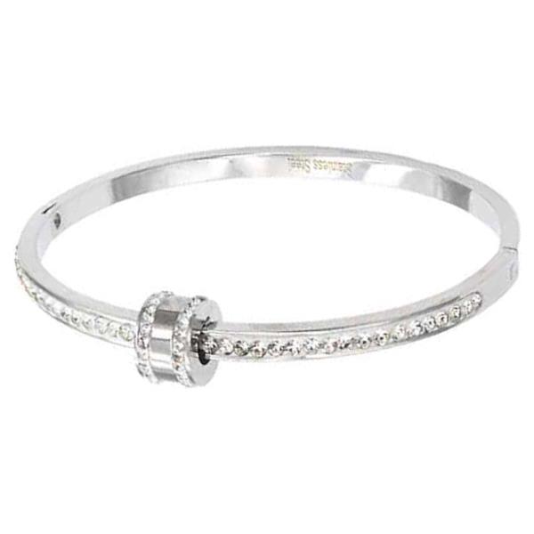 GOLD PLATED STAINLESS STEEL WITH WHITE CLOVER BANGLE