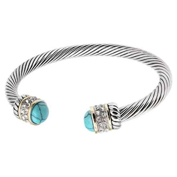 TWO TONE WITH PEARL CABLE CUFF BRACELET
